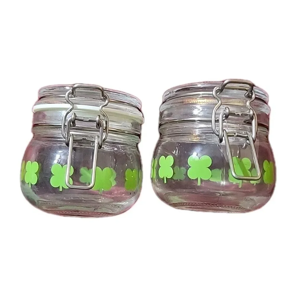 IKEA Germanic Mini Jars - Green Clovers - #15234 Lot Of 2